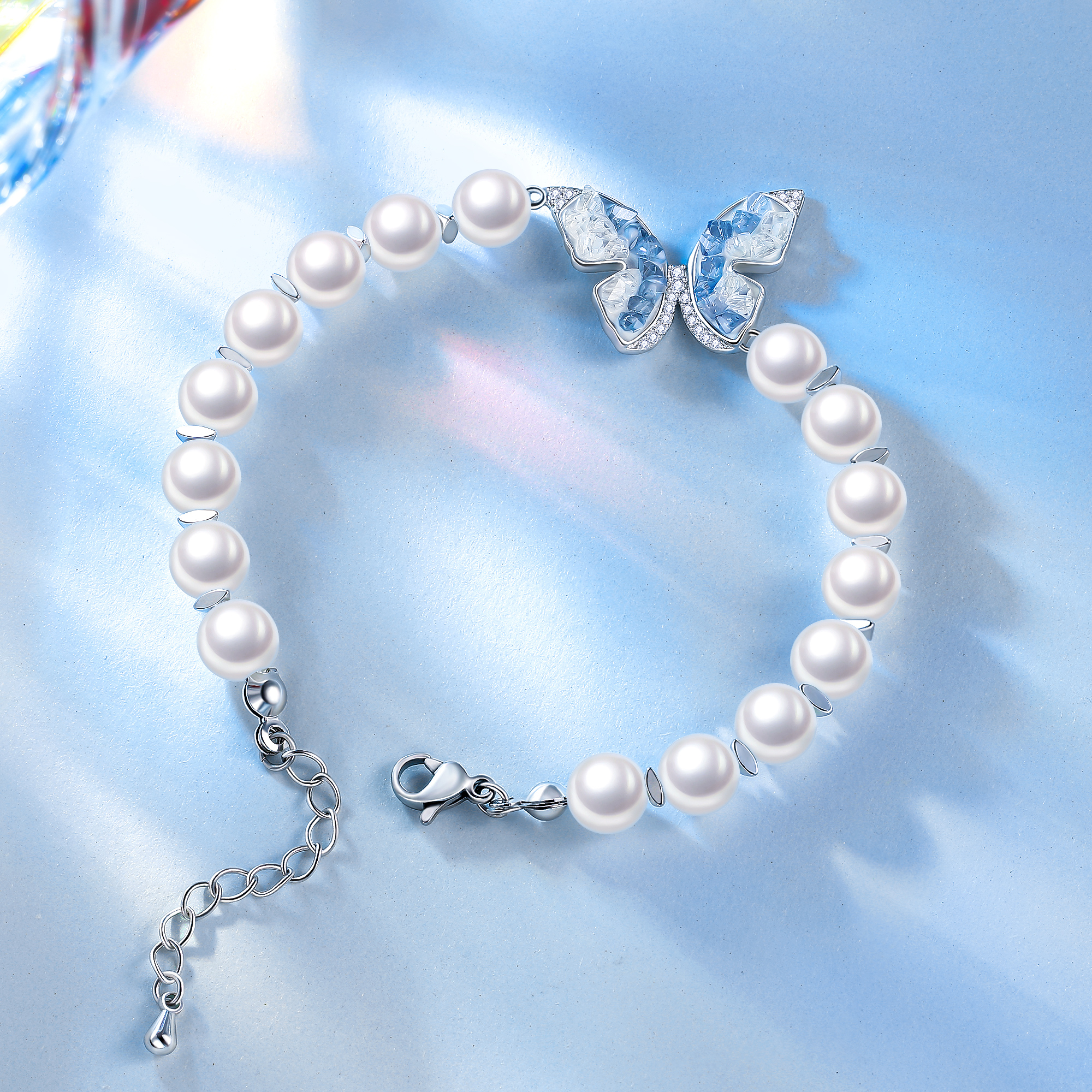 【海盐冰晶】蝴蝶珍珠手链