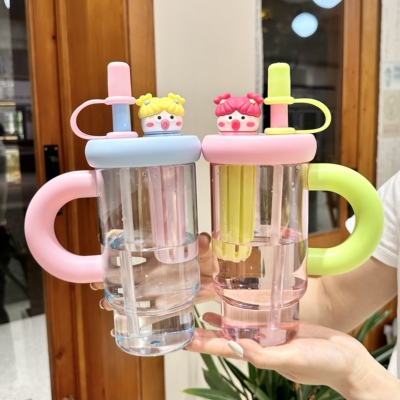 大容量塑料杯带手柄女夏日水杯
