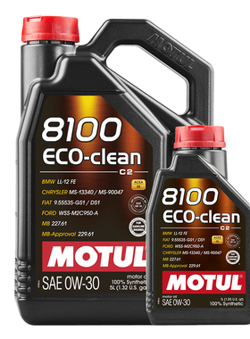官方查伪摩特MOTUL8100 ECO-clean C2 0W-30 国6全合成机油 1L/5L