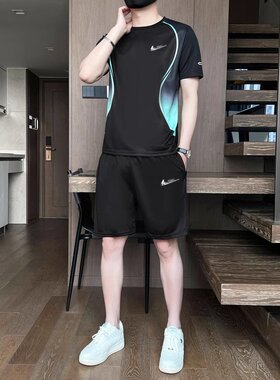 耐克顿夏季健身跑步运动服套装男