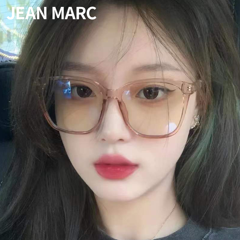 gm透明茶色眼镜女变色防蓝光大框女款素颜圆脸镜框显脸小可配近视