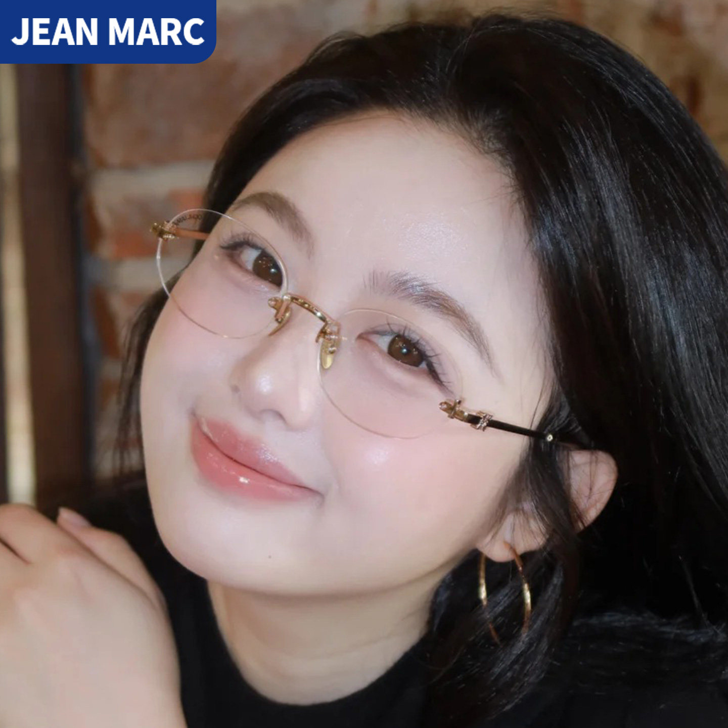 方圆肉肉脸无框眼镜框女近视椭圆高级感微胖大脸超轻无边框眼睛架