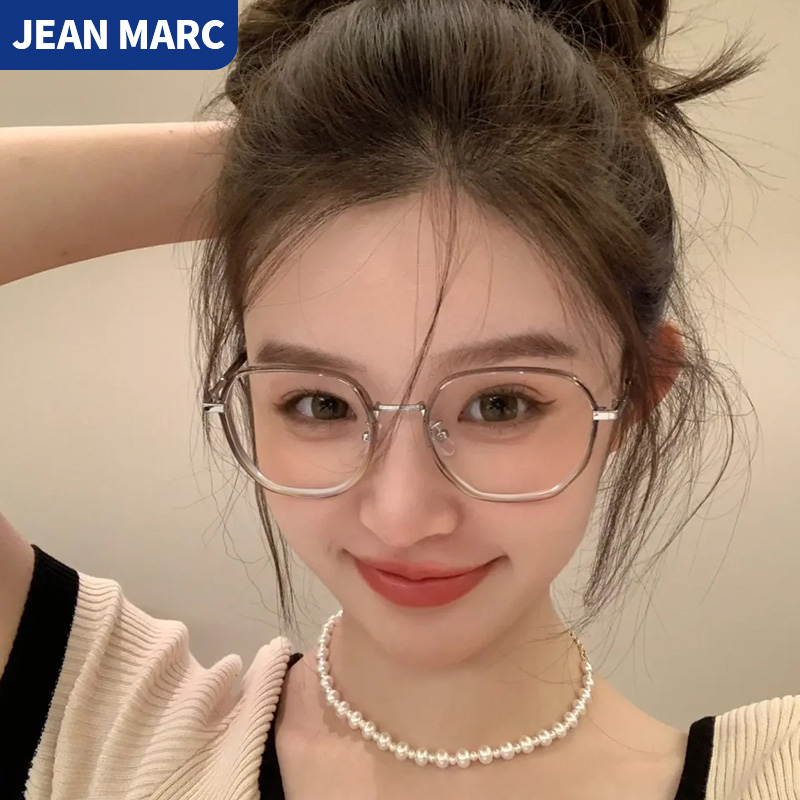 超轻近视眼镜女素颜茶色大框显脸小可配度数纯钛防蓝光圆脸眼镜框