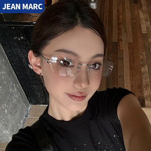 纯钛无框眼镜大脸近视可配度数镜片男女款超轻防蓝光无边框眼睛架