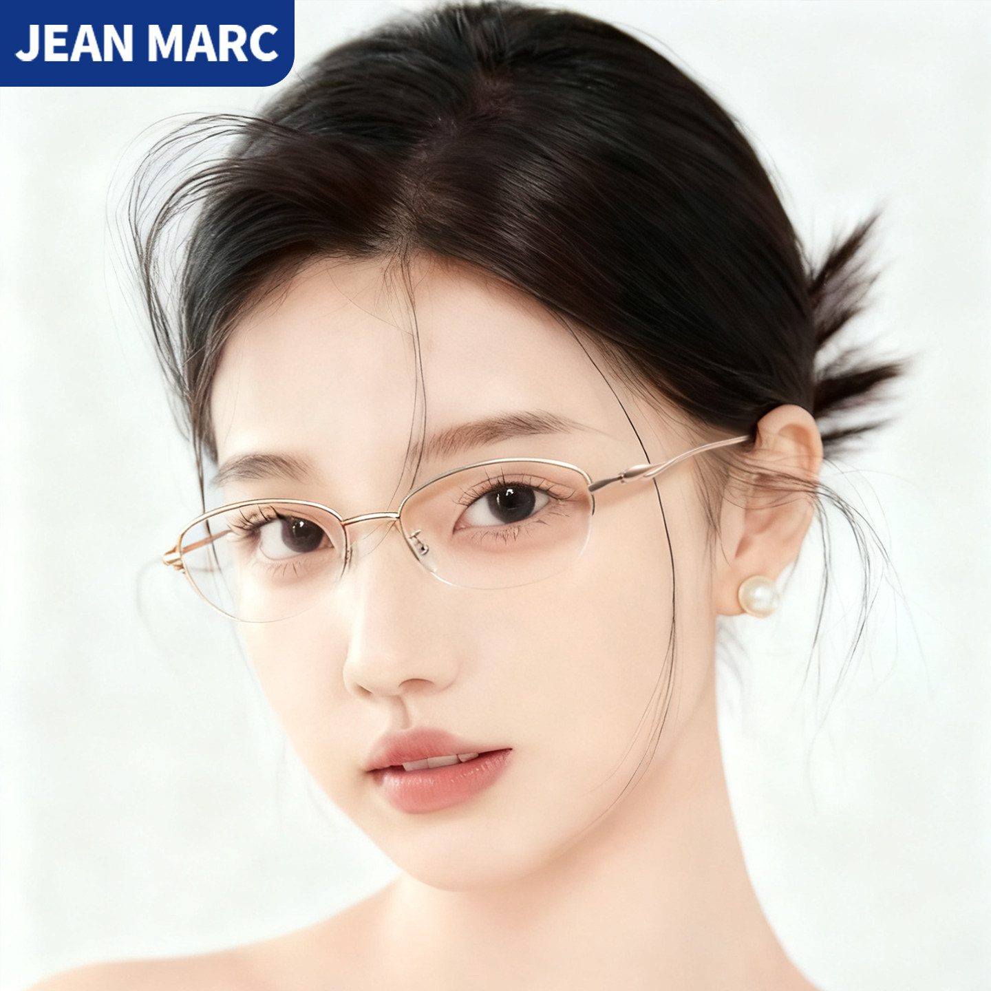 超轻纯钛金丝半框近视眼镜女可配度数护眼抗防蓝光女士小框眼镜框