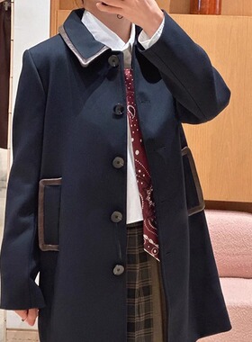 2025秋冬新款女装都市游牧覆古皮革翻领七分袖外套SFPOU00718