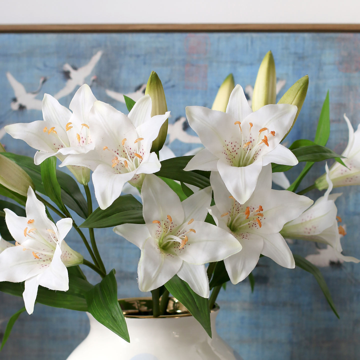 云汐手感百合花仿真花高级感逼真轻奢风客厅卧室白色假花插花花束