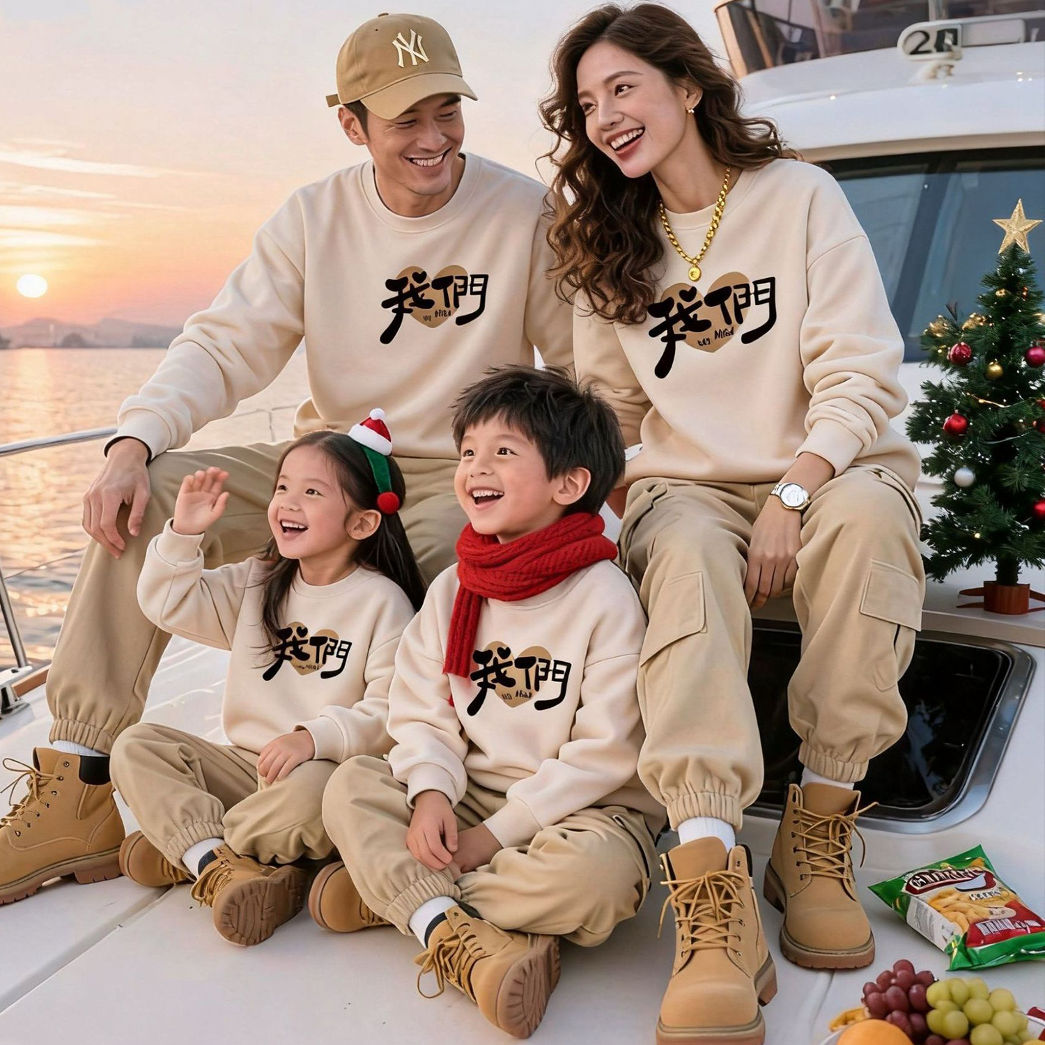 高端亲子装加绒卫衣一家三口秋冬季2025新款婴儿炸街母女装洋气潮