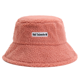 秋冬款渔夫帽女秋冬韩版百搭日系潮牌羊羔毛蓝色女士羊羔绒帽子男