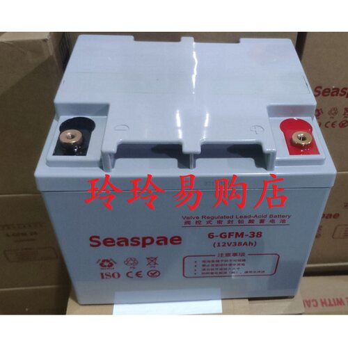 Seaspae电池 6-GFM-38电瓶12V38AH 免维护蓄电池电瓶UPS电源电池