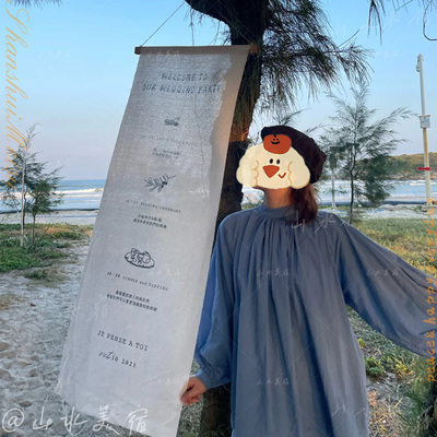 棉麻亚麻布定制文字图片印刷挂布