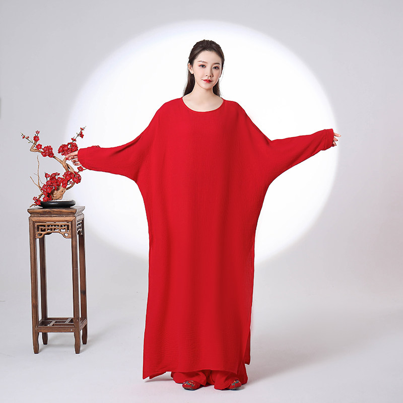 禅舞服装中国风文艺复古苎麻禅意宽松禅修服棉麻宽松连衣裙女套装