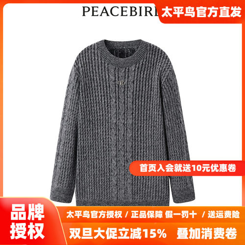 【商场同款】太平鸟女装2025年秋季新款圆领宽松线套衫A3EEE1107