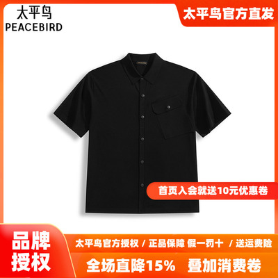 太平鸟男装POLO衫25夏季新款宽松缝标T恤 B1EDF2427