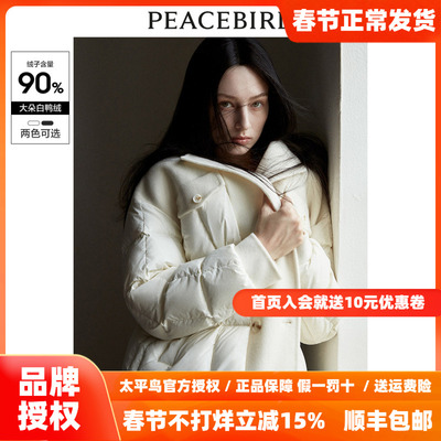 【商场同款】太平鸟女装2023冬新双面呢拼接绗缝羽绒服A1ACD4288