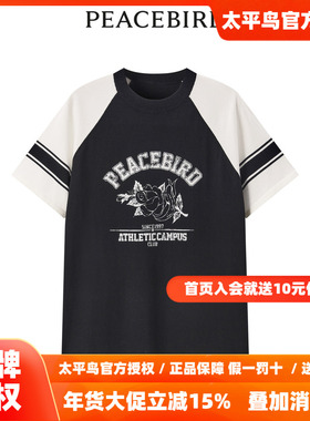 【商场同款】太平鸟女装2025年秋季新款拼色线套衫A3EED2F05