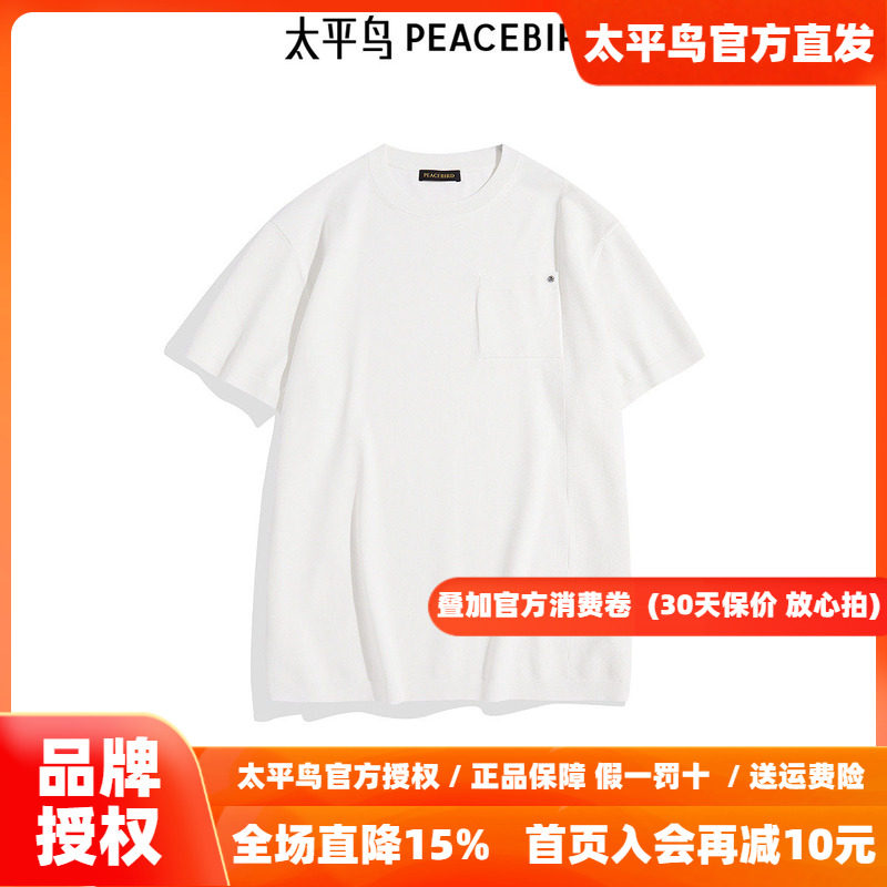 【商场同款】太平鸟男装T恤秋季新款宽松纯色百搭短袖 B1EEE3211