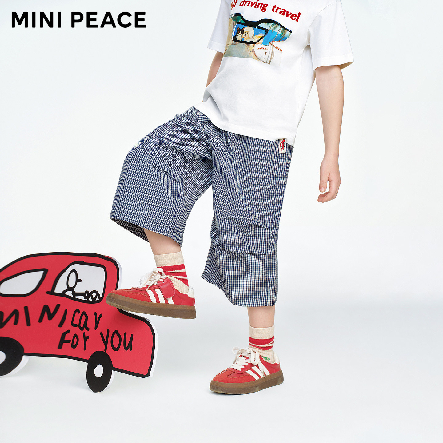 MINIPEACE太平鸟童装男童格子裤夏季薄款儿童中短裤潮酷五分裤