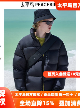 【商场同款】太平鸟男装 2026年春季黑色鹅绒羽绒服B1ACE4447