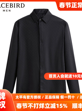 【商场同款】太平鸟男装 2025年秋季新款黑色长袖衬衫男B1CAD1X26