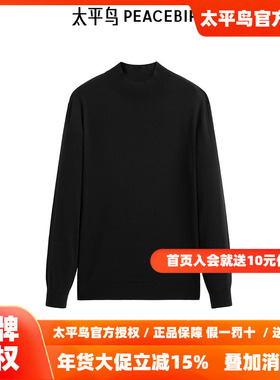 【商场同款】太平鸟男装毛衣冬季新绵羊毛半高领针织衫 B1EBE4B12