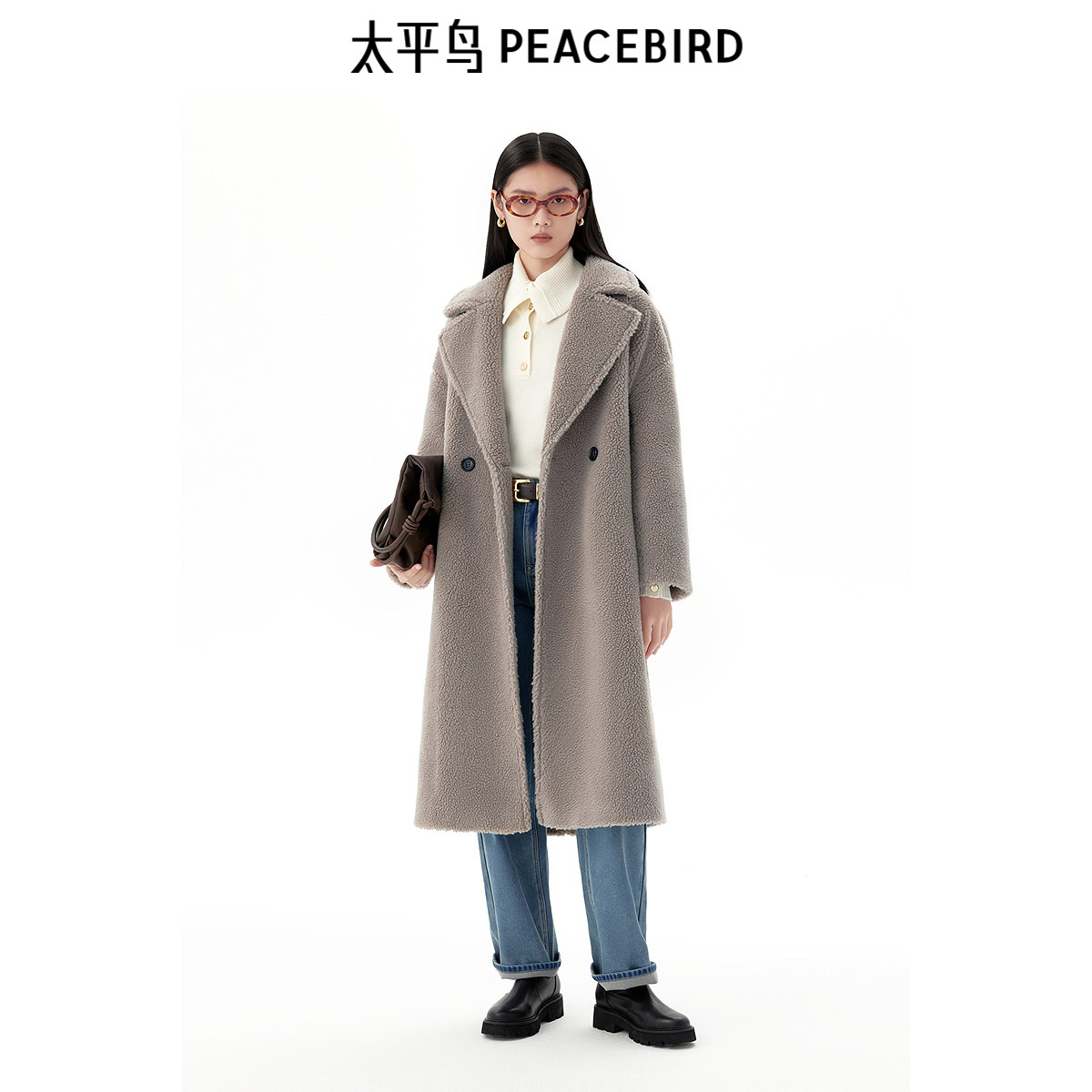太平鸟年冬季新款teddy驼绒大衣A1AAE4551