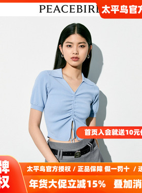 【商场同款】太平鸟2025年秋季新款抽绳翻领线套衫A1EED2567