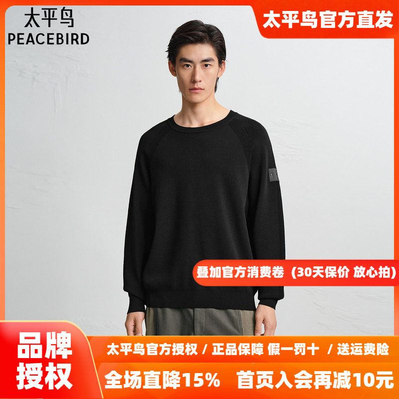 【商场同款】太平鸟男装 休闲毛衫立体缝标男士时尚毛衣B2EBF4509