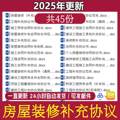 建筑工程房屋装修增项补充协议范本jk建设施工合同条款增附加模板