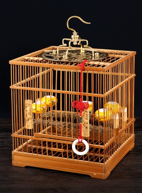 竹制精品鸟笼小号绣眼贝子颠颏玉鸟黄雀红子相思鸟金青留青方竹笼