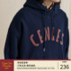 CENLES 美式 印花做旧连帽卫衣男宽松复古休闲上衣套头秋冬
