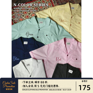 衬衫 CENLES 复古休闲短袖 系列 男宽松古巴领衬衣夏 N.COLOR