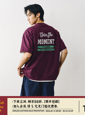CENLES SS25 复古招牌文字标语T恤男短袖宽松美式休闲印花TEE夏季