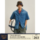 翻领休闲开衫 丹宁蓝水洗做旧设计牛仔古巴领衬衫 外穿 SS26 CENLES
