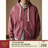 卫衣男宽松复古运动外套美式 CENLES 基础短阔连帽开衫 休闲