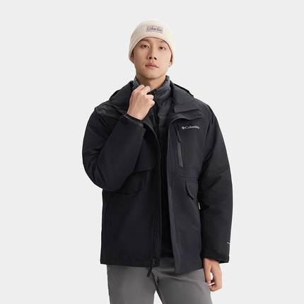 秋冬哥伦比亚冲锋衣男金点800蓬鹅绒内胆三合一外套XE9603