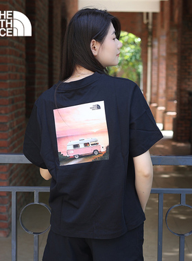 TheNorthFace北面25春夏短袖男女户外休闲透气印花纯棉T恤8DCH