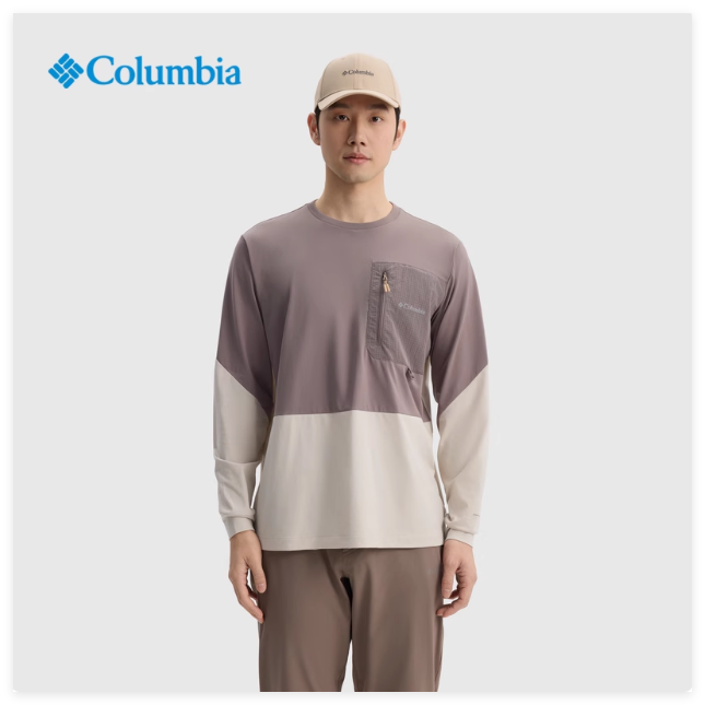 哥伦比亚Columbia2025春新款穿行户外情侣速干吸湿长袖T恤AE8084