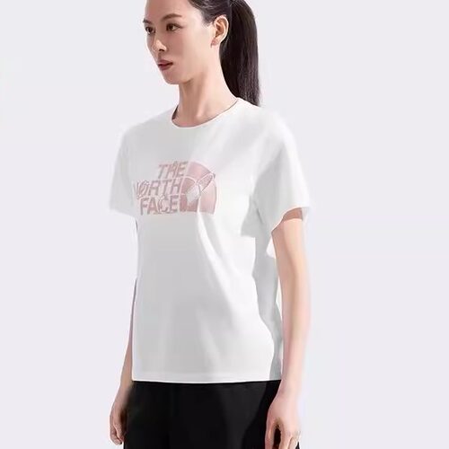 北面女运动舒适印花速干圆领T恤