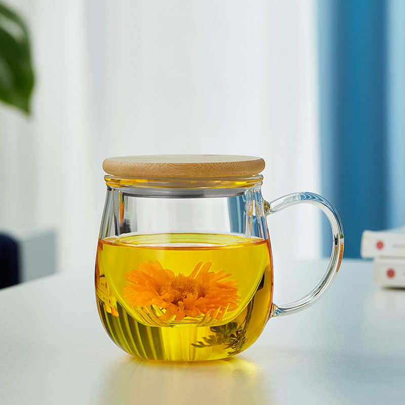 高硼硅玻璃杯家用茶水分离泡茶杯耐高温透明水杯男女带盖过滤杯子