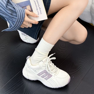 2026新款厚底单鞋女真皮老爹鞋小白鞋轻便增高跑步鞋运动休闲女鞋