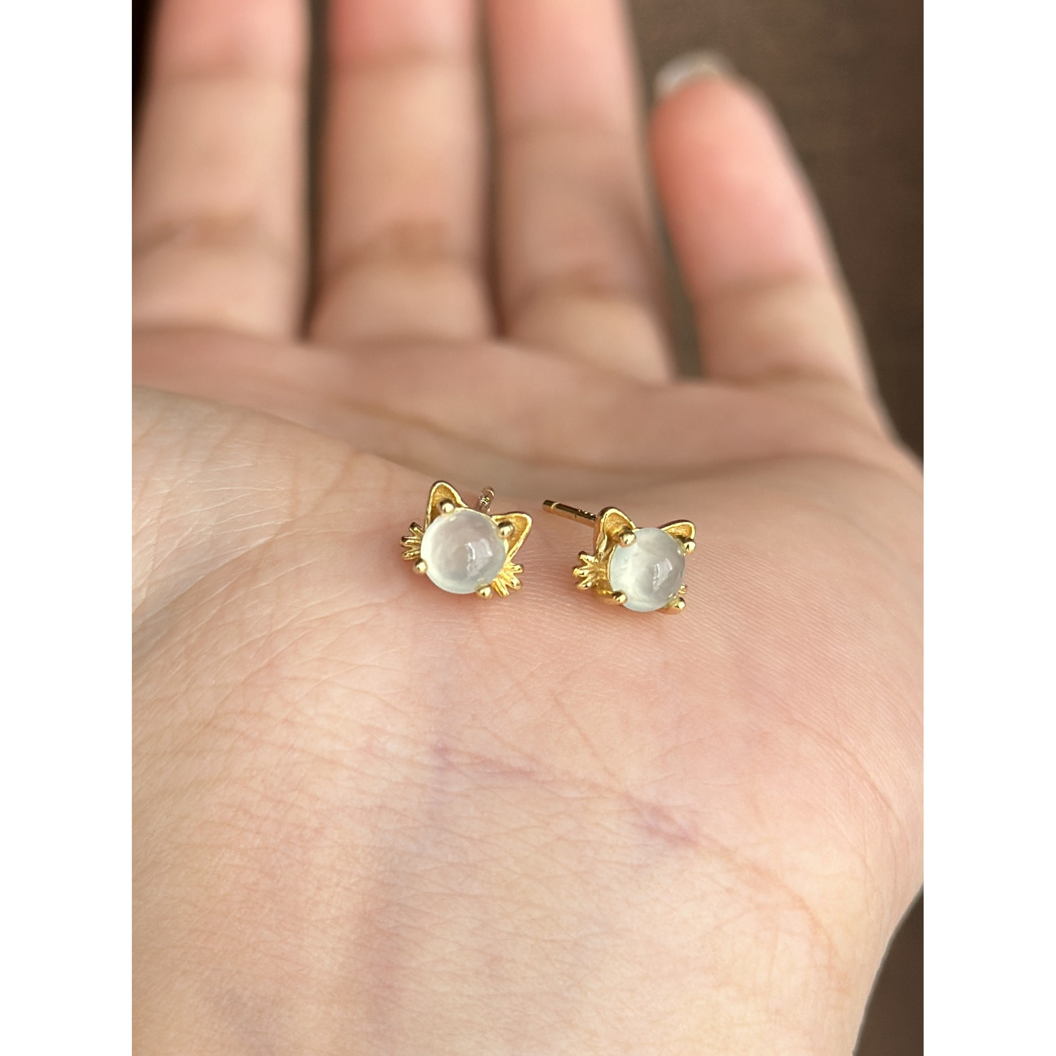 银镶翡翠耳钉冰种天然缅甸玉耳饰女款 s925耳环坠 A 货送女友礼物