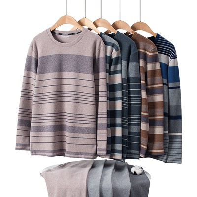 舒绒中厚青年磨毛内衣套装新款