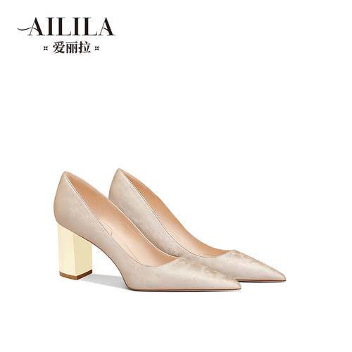 爱丽拉高跟的粗跟单鞋轻盈不累脚