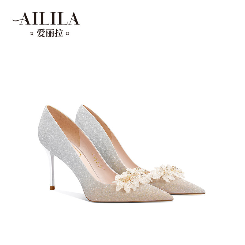 爱丽拉新娘婚鞋女2025春季新款禾秀主婚纱两穿法式水晶新娘高跟鞋,女鞋,浅口单鞋,淘宝优惠券,粉丝福利购,淘宝优惠卷