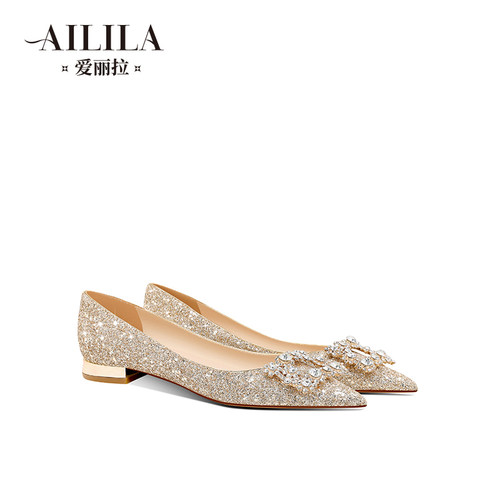 爱丽拉平底水晶婚鞋赠运费险
