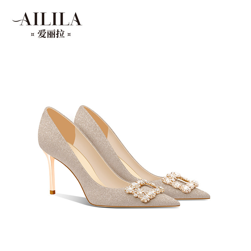 爱丽拉法式婚鞋女2025新款春季禾秀婚纱两穿新娘水晶高跟鞋不累脚,女鞋,浅口单鞋,淘宝优惠券,粉丝福利购,淘宝优惠卷
