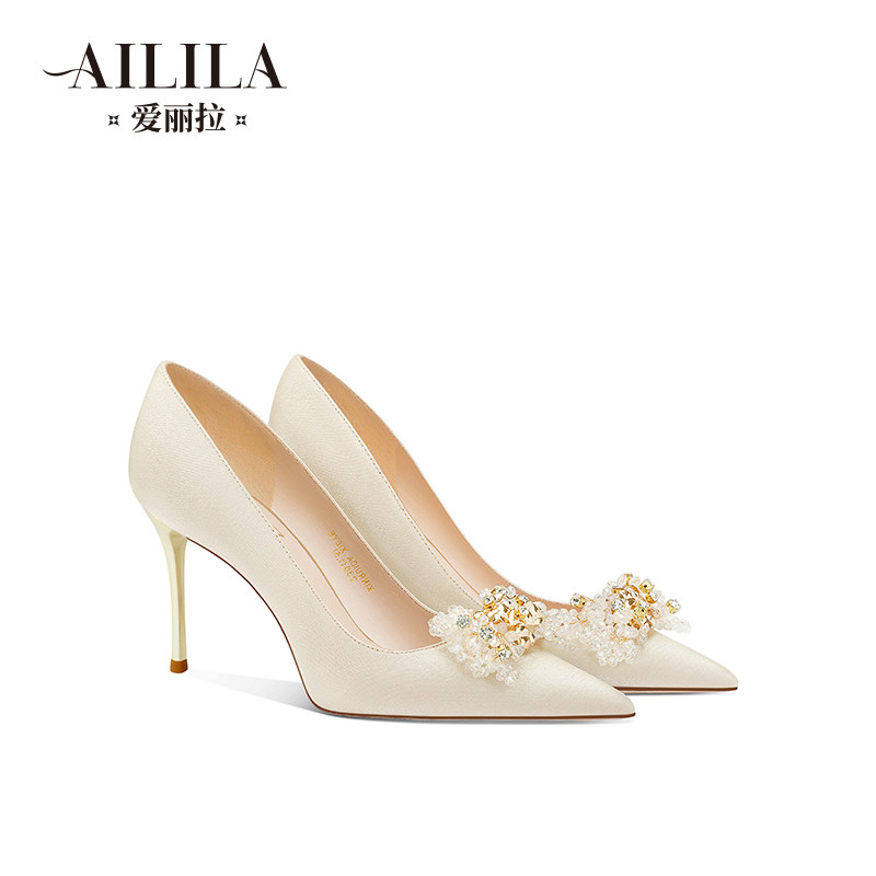 爱丽拉新娘婚鞋女2025新款春季禾秀主婚纱两穿香槟色高跟鞋不累脚,女鞋,浅口单鞋,淘宝优惠券,粉丝福利购,淘宝优惠卷