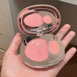 淡颜清透感!foreverkey双色腮红膏水光多用膏膨胀收缩高光春夏