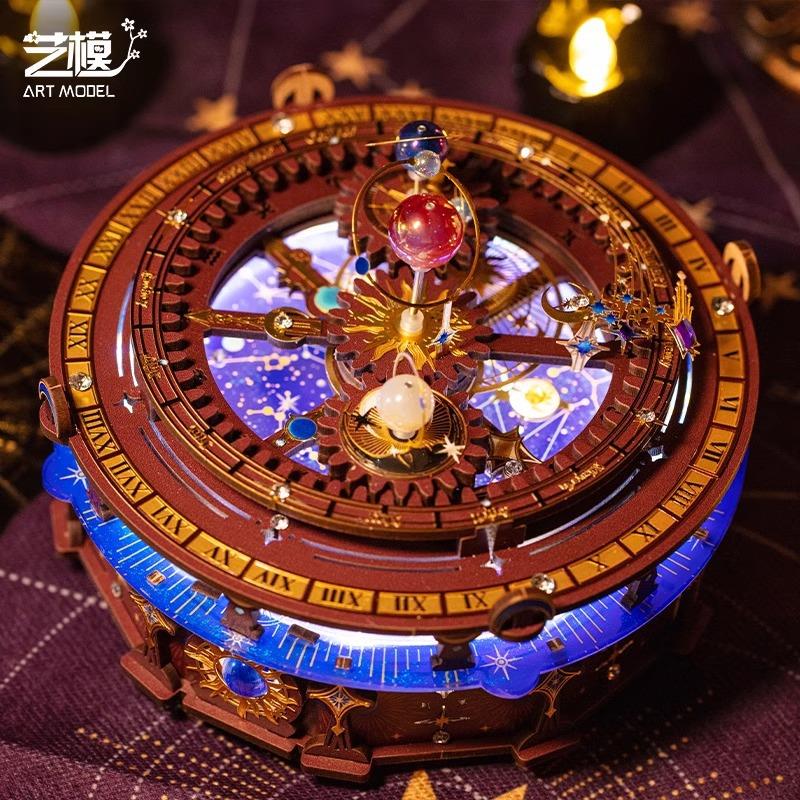 艺模梵宇星轨梵高星空星月夜八音盒3D立体拼图金属拼装模型手工女